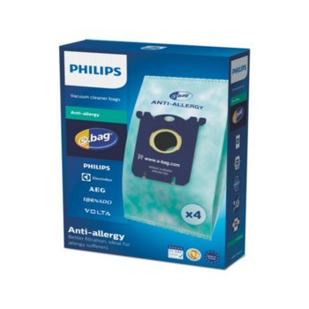 Пылесборник Philips Пылесборник Philips/ Мешок для сбора пыли S-bag с нейтрализацией запаха, 4 шт в унаковке, для пылесосов серий Performer FC915X и FC917X, SilentStar FC93XX, Jewel FC90XX, EasyLife FC813X, PowerLife FC845X
