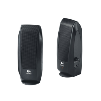 Logitech S120 Black 980-000010 {Колонки 2.0, 2x1.15W, 50 Гц – 20 кГц, гнездо для наушников, OEM}