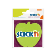 Блок самоклеящийся бумажный Stick`n 21449 70x70мм 50лист. 70г/м2 неон зеленый вырубной "яблоко" европодвес