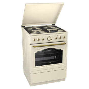 Газовые плиты GORENJE Газовые плиты GORENJE/ 85х60х60, газовая, газ-контроль поверхности и духовки, газовый гриль, звуковой таймер, часы, пиролиз, бежевая