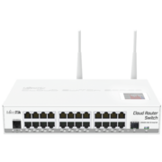 Коммутатор MikroTik Cloud Router Switch 125-24G-1S-IN with Atheros AR9344 CPU, 128MB RAM, 24xGigabit LAN, 1xSFP, RouterOS L5, LCD panel, 2.4Ghz 802.11b/g/n wireless, desktop case, PSU