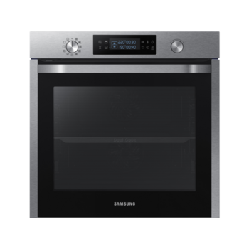 Встраиваемый духовой шкаф Samsung 560x572x545 мм, тройное стекло, утапливаемые переключатели, LED дисплей, конвекция, гриль, 50 автоматических программ, таймер, очистка паром, защита от детей, нержавеющая сталь