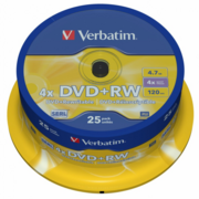 Verbatim Диски DVD+RW , 4.7Gb 4-х , 25шт, Cake Box (43489)