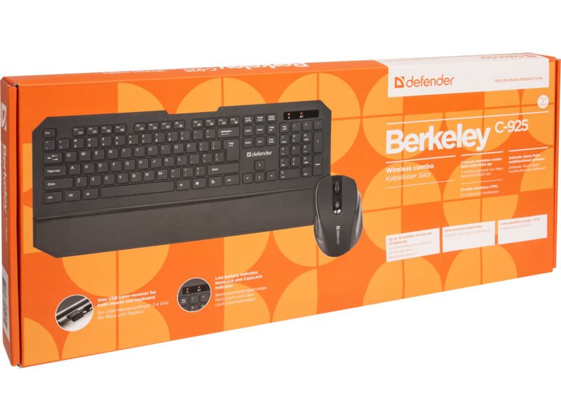 Defender 925. Комплект (клавиатура+мышь) Defender Berkeley c-925, USB. Defender набор c-925 Berkeley беспроводные мышь + клавиатура. Defender Berkeley c-925 Nano Black USB. Беспроводной набор Defender Berkeley c-925 ru,черный,мультимедийный # 45925.