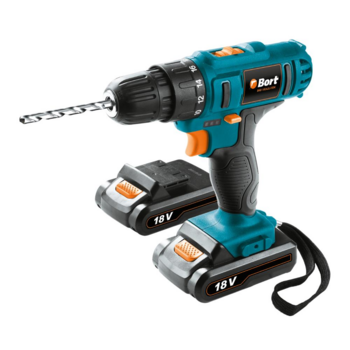 Bort BAB-18Ux2Li-FDK Дрель-шуруповерт аккумуляторная [98296839] { 18 В, 1.5 Ач, Li-Ion, 2 Акк, 33 Нм, 1350 об/мин, БЗП, 1,3 кг, сумка, набор аксессуаров 3 шт }