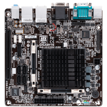 Материнская плата Gigabyte GA-J3455N-D3H RTL {Celeron J3455, 2*DDR3, SATA 6Gb/s, ALC887 8ch, 2*GLAN, USB3.1, D-SUB + HDMI, Mini-ITX}