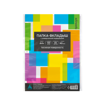 Папка-вкладыш Бюрократ Премиум 013BKPREM тисненые A4+ 40мкм (упак.:100шт)