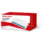 Mercusys MS108 8-портовый 10/100 Мбит/с настольный коммутатор, 8 портов RJ45 10/100 Мбит/с, пластиковый корпус