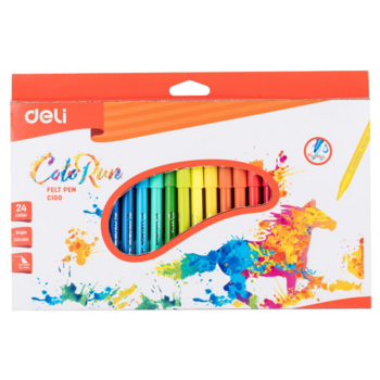 Фломастеры Deli EC10020 ColoRun Вентилируемый 24цв. коробка с европодвесом