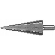 STAYER Сверло "MASTER" ступенчатое по сталям и цвет.мет., сталь HSS, d=4-30мм, 14ступ.d4-30, L-100мм, трехгран. хв.10мм [29660-4-30-14]