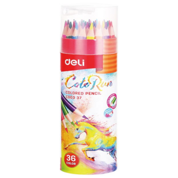 Карандаши цв. Deli EC00337 ColoRun трехгран. 36цв. карт.тубус
