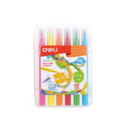 Фломастеры Deli EC10304 Color Emotion кисть смываемые 12цв. пластиковый пенал (12шт.)
