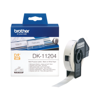 Картридж ленточный Brother DK11204 черный на белом для Brother QL-570