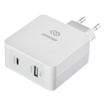 Сетевое зар./устр. Digma DGPD-45W-WG 45W 3A+2.4A (PD) USB-C/USB-A универсальное белый