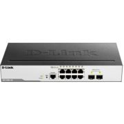Коммутатор D-Link Управляемый L2 коммутатор, 8x1000Base-T, 2x1000Base-X SFP, защита от статического электричества до 6 кВ, CLI, консольный порт RJ-45, RPS, поддержка Dying Gasp