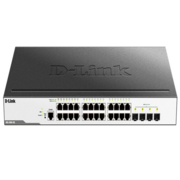 Коммутатор D-Link Управляемый L2 коммутатор, 24x1000Base-T, 4x1000Base-X SFP, защита от статического электричества до 6 кВ, CLI, консольный порт RJ-45, RPS, поддержка Dying Gasp
