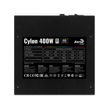 Блок питания Aerocool ATX 400W CYLON 400 80+ (20+4pin) APFC 120mm fan color 4xSATA RTL