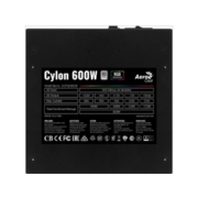 Блок питания Aerocool 600W Retail Cylon 600W, ATX v2.4, сертификат 80+, 13 режимов RGB-подсветки, 20+4P x1, 4+4P x1, PCIe 6+2P x2, PATA x3, SATA x5