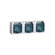 Розетка силов. IEK Гермес Plus ERMP32-K03-16-54-EC 3розет. тройн. откр. зазем. крыш. IP54 дымчатый (упак.:1шт)