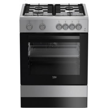 Плита Газовая Beko FSG62110DSCS серебристый/черный (стеклянная крышка) реш.эмаль