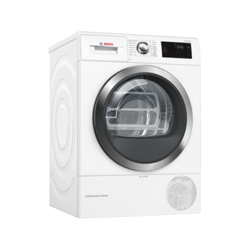 Сушильный автомат BOSCH Home Connect.Serie|6, 9 кг., HC, cушильный автомат с тепловым насосом, класс энергопотребления A-50%. Самоочистка конденсатора, antiVibration. Сушка по времени и остаточной влажности, Большой многофункциональный дисплей, барабан из