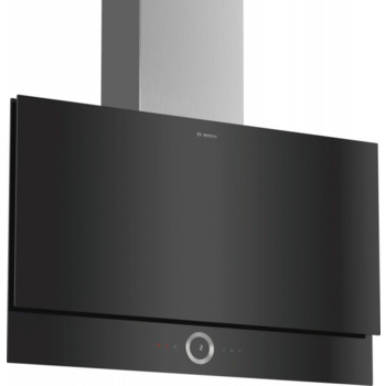 Вытяжка BOSCH Home Connect Serie 8, плоская вытяжка 90см, черная, двухмоторная конструкция, мотор EcoSilenceDrive, производительность до 730 м3/ч, режим отвода/циркуляции (требуется установка комплекта), 3 ступени мощности + 2 интенсивных режима с отключе