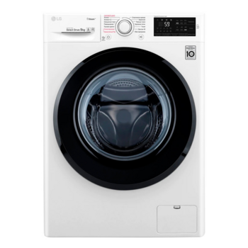 Стиральная машина LG Electronics Стиральная машина LG Electronics/ Полноразмерная стиральная машина с технологией AI DD, 85x60x56.5, загрузка фронтальная, 9кг, до 1400 об/мин при отжиме, функция пара, дисплей, цвет: белый, люк черный, панель на русском яз