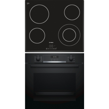 Встраиваемый комплект Bosch HBG537NB0R + PKF651B17 черный/черный