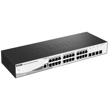 Коммутатор D-Link DGS-1210-28/ME/A2A, L2 Managed Switch with 24 10/100/1000Base-T ports and 4 1000Base-X SFP ports.16K Mac address, 802.3x Flow Control, 4K of 802.1Q VLAN, 802.1p Priority Queues, Traffic Segmen