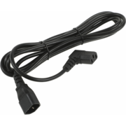 Hyperline PWC-IEC13A-IEC14-3.0-BK Кабель питания монитор-компьютер IEC 320 C13 (угловая) - IEC 320 C14 (3x1.0), 10A, прямая вилка, 3м, цвет черный (ПВС-АП-3*1,0-250-C13SC14-10-3,0 ГОСТ 30851.1-2002 (МЭК 60320-1:1994))