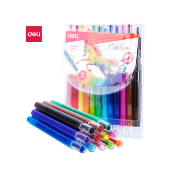 Восковые мелки Deli EC20403 Colorun с поворотным механизмом 12цв. блист.европод.