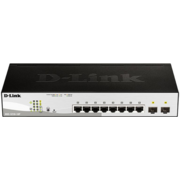 Коммутатор D-Link DGS-1210-10P/FL1A, L2 Managed Switch with 8 10/100/1000Base-T ports and 2 1000Base-X SFP ports (8 PoE ports 802.3af/802.3at (30 W), PoE Budget 65 W).8K Mac address, 802.3x Flow Control, 256 of