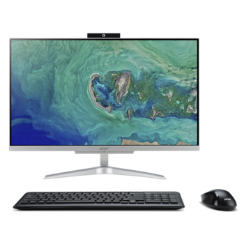 Моноблок Acer Aspire C24-320 23.8" Full HD A9 9425 (3.1)/4Gb/SSD256Gb/R5/Windows 10 Home/GbitEth/WiFi/BT/65W/клавиатура/мышь/серебристый 1920x1080