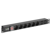 ITK PH12-6D2C133 PDU 6 розеток немецкий стандарт + 2 С13 c LED выключателем 1U вход С14 без кабеля алюминиевый профиль