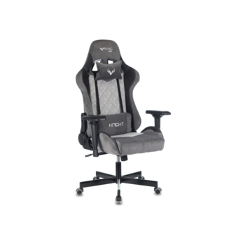Кресло игровое Zombie VIKING 7 KNIGHT Fabric серый Loft ромбик ткань/эко.кожа с подголов. крестов. металл