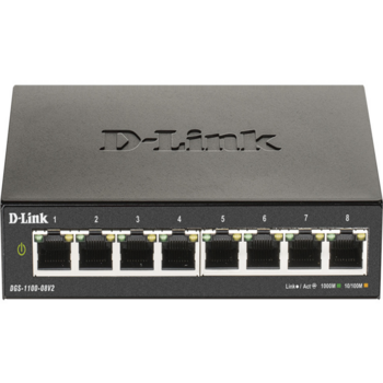 D-Link DGS-1100-08V2/A1A Настраиваемый L2 коммутатор с 8 портами 10/100/1000Base-T
