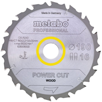 Диск отрезной по дер. Metabo POWER CUT WOOD PROFESSIONAL (628292000) d=165мм d(посад.)=20мм (циркулярные пилы) (упак.:1шт)