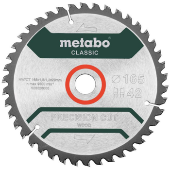 Диск отрезной по дер. Metabo PRECISION CUT WOOD CLASSIC (628026000) d=165мм d(посад.)=20мм (циркулярные пилы) (упак.:1шт)
