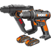 Worx Комбо-набор: Дрель-шуруповерт аккумуляторная WX101.9 + Перфоратор аккумуляторный H3 WX390.1, 20В, 2Ач х2, ЗУ 2А, кейс с оснасткой [WX927]