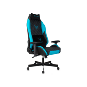 Кресло игровое Knight Neon черный/голубой соты эко.кожа с подголов. крестов. металл