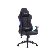 Кресло игровое Cactus с RGB-подсветкой черный/красный эко.кожа с подголов. крестов. сталь