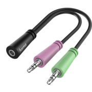 Адаптер аудио Hama H-200351 Jack 3.5 (f)/2xJack 3.5 (m) 0.15м. черный (00200351)
