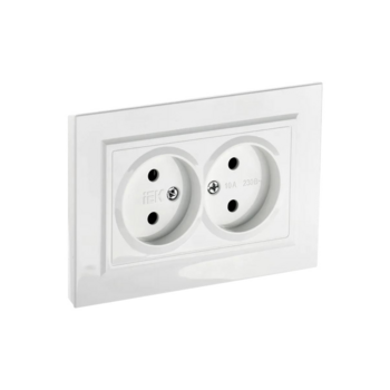 Розетка силов. IEK Brite РС12-2-БрБ BR-R20-10-K01-F 2розет. двойн. скрыт. IP20 белый (упак.:1шт)