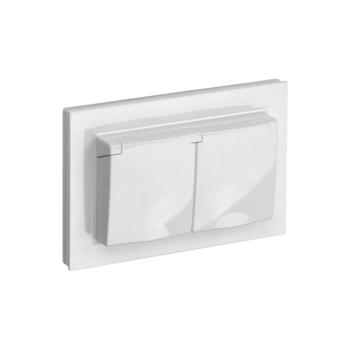 Розетка силов. IEK Brite РСбш12-3-44-БрБ BR-R26-16-44-K01-F двойн. скрыт. зазем. штор. крыш. IP44 белый (упак.:1шт)
