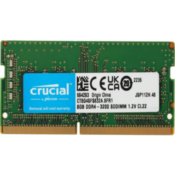 Память SO-DIMM DDR4 8Gb PC25600 3200MHz CL22 1.2V Crucial OEM (CT8G4SFS832A)