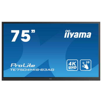 Интерактивная панель 75" 16:9 3840x2160(UHD 4K) IPS, TOUCH, 20-touch point, 60 Hz, 400cd/m2, H178°/V178°, 1200:1, 1.07B, 8ms, VGA, 3xHDMI, USB-C, RJ-45, RS232C, 4xUSB Type A, USB Type B, Speakers, OPS Slot, WiFi, Android 9, 24/7, 3Y, Black