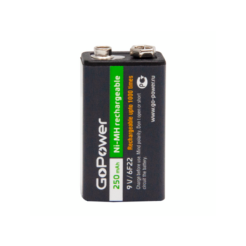 Аккумулятор бытовой GoPower Крона 6F22 BL1 NI-MH 9V 250mAh (1/25/100) (1 шт.)