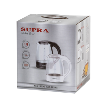Чайник электрический Supra KES-1853G 1.8л. 1500Вт черный/прозрачный корпус: стекло/пластик
