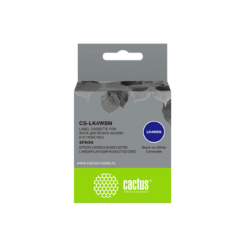 Картридж ленточный Cactus CS-LK4WBN LK-4WBN черный на белом 12x9 для Epson LW300/LW400/LW700/LW600P/LW1000P/K400/Z700/Z900