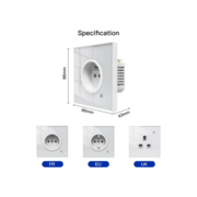 Розетка 1-пост. MOES Smart Socket WK-EU, Wi-Fi, 95-250 В, 16А, встраиваемая IP20, шторки + ЗК, белая